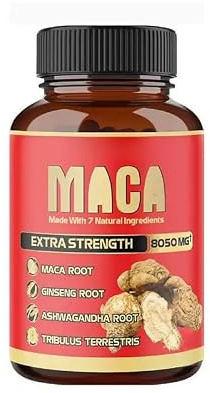 Maca Root Capsules - Stödjer energi, prestanda och humör | Med Ginseng Ashwagandha Tribulus Terrestris, hormonbalans och vitalitetsstöd för män och kvinnor