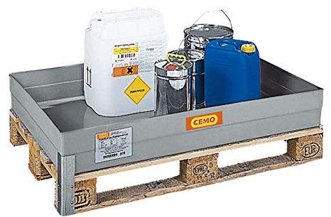 CEMO 5114 GFK-Auffangwanne mit Arretierung Nocken, grau, 150 L