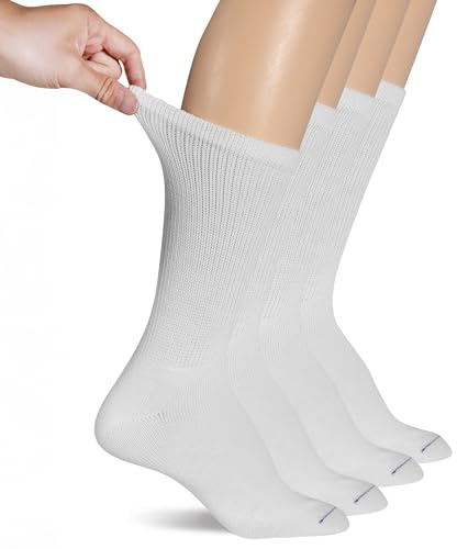Dr. Scholl's Women's 4 Pack Diabetic & Circulatory Non-binding Low Cut Casual Sock, Solid White, Shoe Size 4-10 US