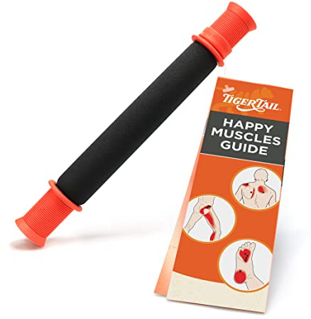 Tiger Tail 11in Massage Stick Portable Roller, Handheld, Deep Tissue Foam Roller for Legs, Neck, Calves, Thighs, Shins & Back, The Roadster 11, Made in USA, Orange Black