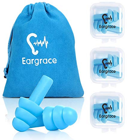 Wiederverwendbare Silikon-Ohrstöpsel - 3 Paare - SNR 31, wasserdicht, weich, hypoallergen - Komfortable Gehörschutzstöpsel für das Rauschunterdrückung zum Schlafen und für Flugzeuge mit Reisetasche