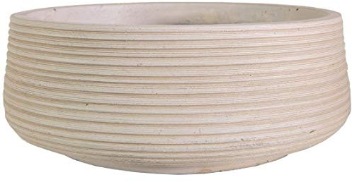 IDEALIST Plant Pots 12 Inch Bowl Planter, Ribbed Beige Reinforced Stone, 9L