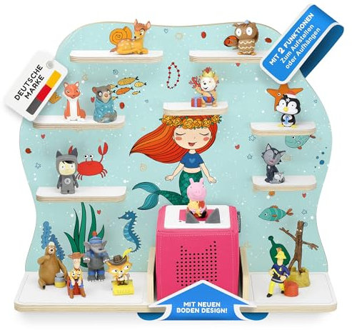 stadtecken Kinder Regal für Musikbox I Geeignet für die Toniebox und ca. 50 Tonies I Perfekte Aufbewahrung für Kinderzimmer I zum Aufstellen oder Aufhängen (Meerjungfrau grün, Groß)