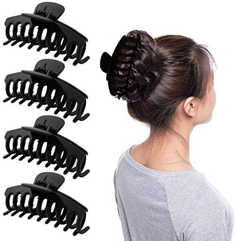 HONGECB 4 Stück Große Haarklammer, Kunststoff Haar Klaue Clips, Unregelmäßige Rutschfeste Haarnade, Stark Halt Haarzubehör Für Frauen Und Mädchen Dickes Langes Haar.