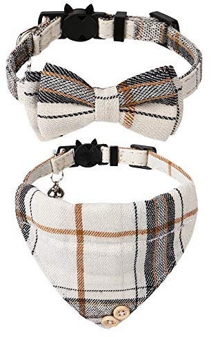 Faleela Breakaway Cat Collar with Bells - 2 Pack Cat Collar with Bells, Cat Collars with Bandana, Accessories for Pet Collars, Adjustable for Cats and Small Dogs