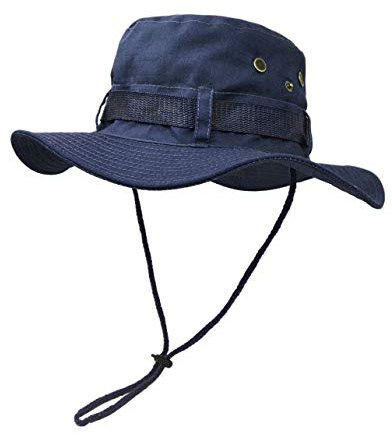 Cappello Boonie, Cappello per Protezione Solare a Tesa Larga per Esterni, Cappello da Sole per Giungla Cespuglio Classico Stile Esercito Americano a Doppio Strato per Pesca Caccia Campeggio Blu Scuro