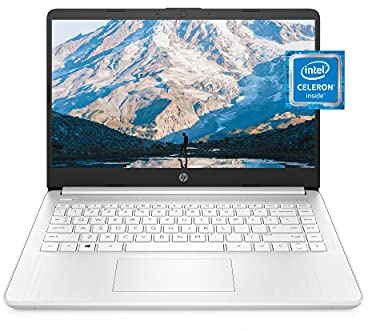 HP 14 Laptop, Intel Celeron N4020, 4 GB RAM, 64 GB Storage, 14-inch Micro-edge HD Display, Windows 11 Home, Thin & Portable, 4K Graphics, One Year of Microsoft 365 (14-dq0040nr, Snowflake White)