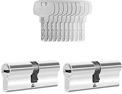 GERCAR 2x Schließzylinder gleichschließend 2 Profilzylinder 40/40 inkl. 10 Schlüssel - 80 mm - Doppelzylinder Türschloss Zylinderschloss gleichschliessendes 2er Set - Länge: 80mm, A:40 B:40