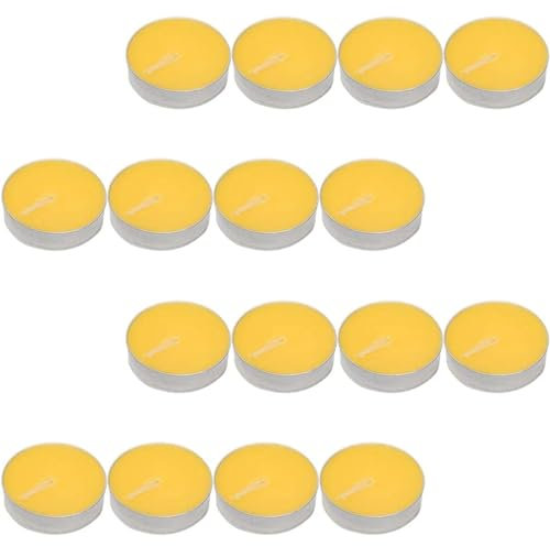 Omenlucker Gelbe Bienenwachs Teelicht Kerzen 16pcs Naturduft Rauchlose Hochzeit & Halloween Dekoration