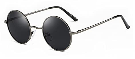 JoXiGo Sonnenbrille Herren Damen Polarisiert UV400, Runde Metall Rahme Klassische Retro Brille