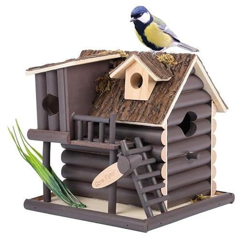 Belle Vous Wooden Birdhouse - Unique Novelty Garden Nesting Box for Birds - Decorative Outdoor Bird Cabin/Hotel for Tree or Balcony - Birdhouse Decor for Wild Bird Watching