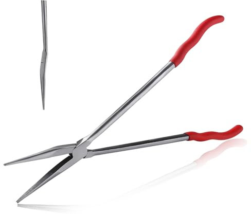 SPEEDWOX Alicates de punta de aguja extra larga de 16 pulgadas de 20 grados, alicates de punta curvada, alicates de punta larga, alicates de punta larga, alicates de largo alcance, alicates largos de
