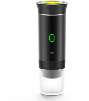 FAMKIT Macchina per Caffè Espresso Portatile 12V Elettrica a Batteria, 60ml Compatta per Campeggio e Viaggi, Compatibile con Caffè Macinato e Capsule (Nero)