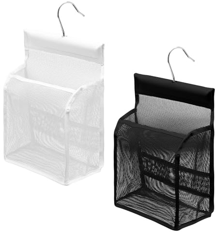 ZRUEWOT Panier à pinces à linge avec crochet de suspension facile pour ranger les pinces à linge 20 x 10 x 24 cm idéal pour la cuisine la salle de bain et une utilisation en extérieur