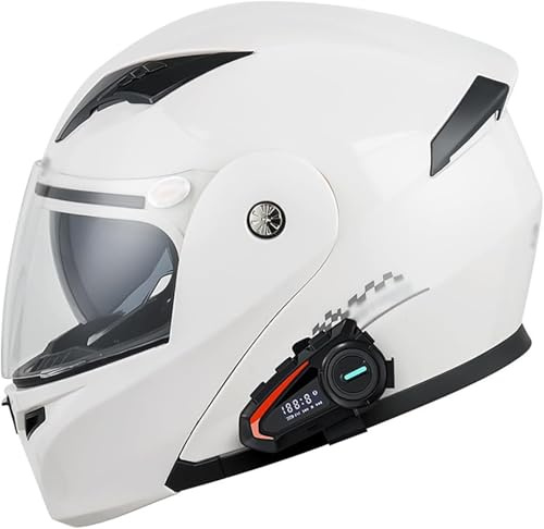 SJAPEX Casque De Moto Intégral avec Bluetooth, Casque Modulable Et Rabattable, Homologué Dot/ECE, Unisexe, pour Adulte, pour Vélo De Route, Cruiser, Scooter, avec Double Visière 3,M