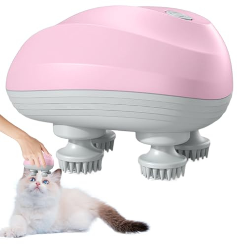 LYPPUL Massaggiatore Cuoio Capelluto e Corpo Elettrico, Massaggiatore Elettrico per cuoio Capelluto con 4 Teste di Massaggio in Silicone 6 Modalità, massaggiatore Cuoio Capelluto Elettrico （Rosa）