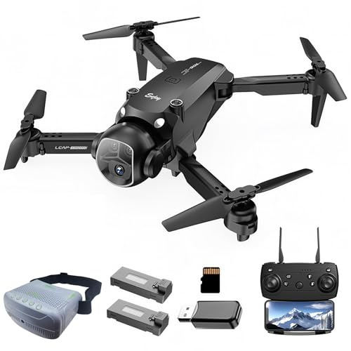 OBEST Drone con Telecamera 4K Professionale,WiFi FPV RC Droni con Occhiali VR Schermo da 2,4 pollici? Drone con Doppia Fotocamera,Droni per Principianti, Quadricottero RC Pieghevole per Adulti (E4)
