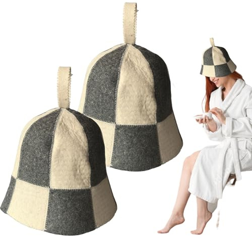2Pcs Sauna Hat Wool Felt Sauna Cap for Men and Women, Eco-Friendly Insulating Headgear for Spa, Steam Room, Bathhouse