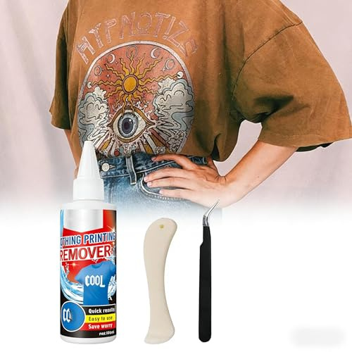 DTF Remover para Camisetas,Quita Adhesivos,Eliminador de Estampados de Ropa,Removedor Impresión,Removedor de Flocado Textiles,con Raspador y Pinzas,Perfecto para Eliminar Impresiones de Textiles