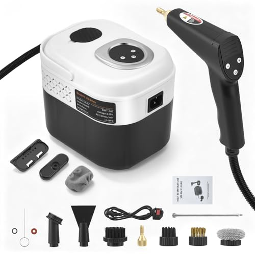 TLPEMN Pulitore a Vapore, 2500W Pulitore a Vapore Alta Pressione Portatile con Serbatoio 1700ml, Tempo Riscaldamento 15 Secondi, 6 Livelli Vapore per Cucina, Bagno, Divano, Auto, Pavimenti