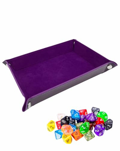 MenYiYDS 1 pieza Bandeja de Dados Plegable Rectangular de Cuero PU, Tablero Dados Plegable para DND RPG Juegos de Mesa(Púrpura)