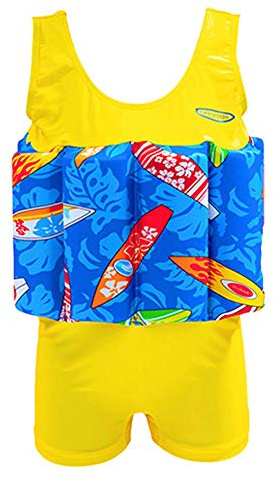 Lemandii One-Piece Children Buoyancy Swimsuit Swim Vest Detachable Float Swimwear, Perfect for Kids or Baby Learn to Swimming (Yellow, S)