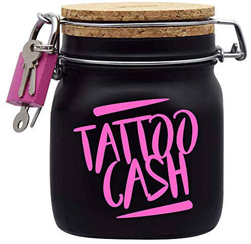 Spardose Tattoo Cash Pink Geld Geschenk Idee Schwarz M