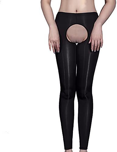 TiaoBug Collant Femme Brillant Legging Soirée Cocktail Bal Club Respirant Collant Bas de Yoga Collant de Pole Dance Danse Ballet B Noir Taille unique