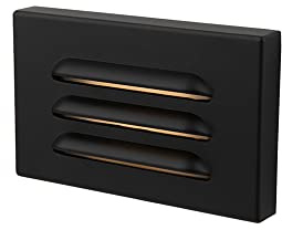 WAC Landscape Lighting, 5in 12V LED Horizontal Louvered Surface Mounted Indoor or Outdoor Step Light and Wall Light 3000K Warm White Built-in LED in Black