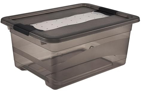 keeeper Aufbewahrungsbox mit Deckel und Schiebeverschluss, 12 l, Transparent, Crystal Grey