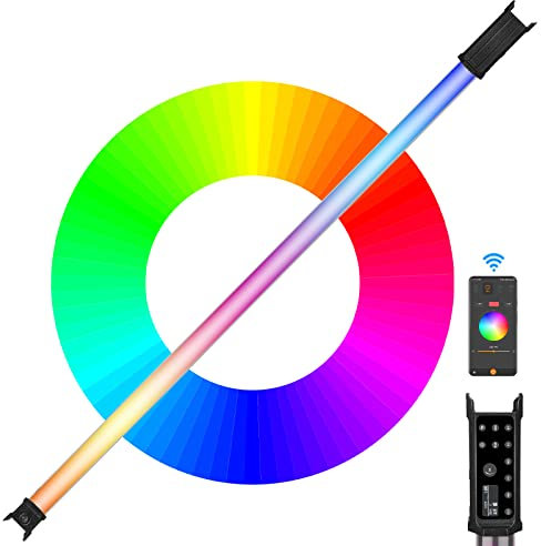 LUXCEO P120S 30W RGB-Videoleuchte, 3000 LM, RGB Full Color CRI 95+,LED Video Lichtstab 2000K-10000K,100% Helligkeit (LUX),15 Lichteffekte, Handheld Fotografie Beleuchtung Licht,APP/DMX-Steuerung