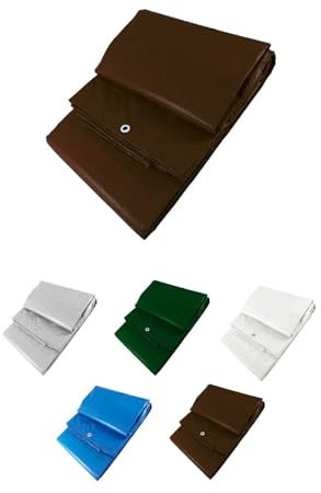 JARDIN202 - Toldo Reforzado Impermeable | Lona Multiusos | con Ojales | Seleccione Medida | 3X5M. (Marrón)