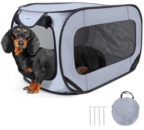Nobleza Portable Pop-Up Pet Playpen with Sun Protection, Waterproof for Indoor/Outdoor Use: Dog Tent Crate for Small/Medium Pets, Cats, Rabbits (93x54x54cm)