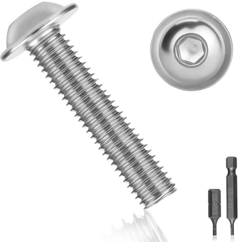 Pyroclasia 25 Tornillos de Cabeza Alomada M5x35 Tornillos de Acero Inoxidable A2 V2A ISO 7380 Plana Tornillo de Rosca Completa con Brida Hexágono Interior para Reparación de Maquinaria y Muebles