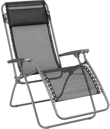 Lafuma - Fauteuil Relax Zéro Gravité | Fabriqué en FRANCE - Garantie 5 ans - Noir - Léger et pliant pour un transport facile, Résiste aux UV et à la pluie