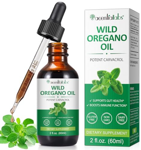 Wild Oregano Oil Drops 60ml, Natual Wild Mediterranean Essential Oil of Oregano with Virgin Olive Oils Herbal Supplement for Immune Support & Gut Health | Vegan, Non-GMO