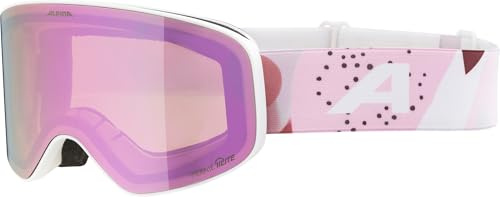 ALPINA FERNIE Q-LITE - Gafas de esquí espejadas para niños, lentes OTG con aumento de contraste y polarizadas, ideal para usuarios de gafas, con 100% de protección UV, white-rose matt