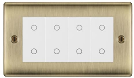 BG Nexus Antique Brass Quad Secondary Touch Dimmer Switch - White Insert