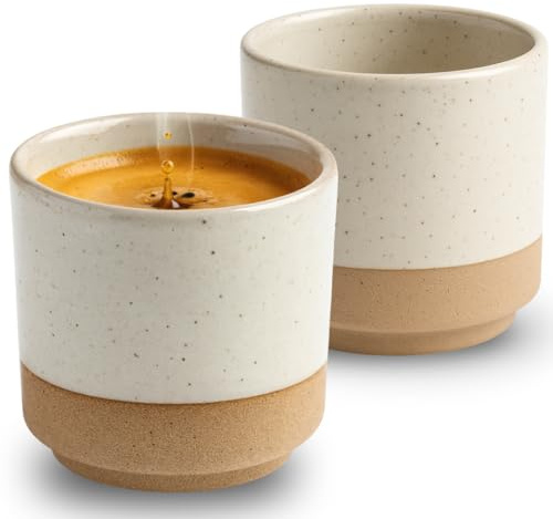 Maxito Espressotassen aus Steingut braun mit 100 ml im 2er Set für Kaffeeliebhaber - Espresso & Kaffeetassen - Geschenke für Männer