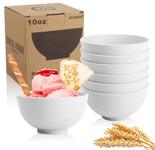 Wrova Mini Wheat Straw Bowls Set of 6, Unbreakable Snack Bowls for Kids