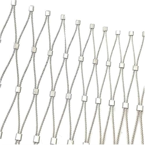 Clôture en maille tressée en acier inoxydable – Connexions flexibles à clipser 10 cm Taille du trou Idéal pour la sécurité de la ferme et du jardin et clôture résistante aux intempéries