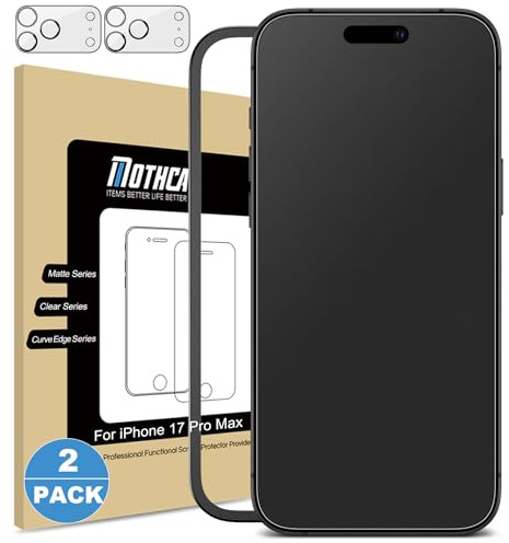 Mothca 2 Pack Matte Glass Screen Protector for iPhone 17 Pro Max[6.9 inch] + 2 Pack Camera Lens Protector, Anti-Glare & Anti-Fingerprint (Not Privacy) Tempered Glass, Bubble Free, Smooth as Silk