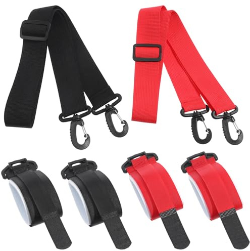 Healvian Correa de Hombro para Snowboard Ajustable 2 Piezas Nylon Negro y Rojo, Banda de Fijación para Esquís, Accesorio Portátil para Transporte en Deportes de Invierno
