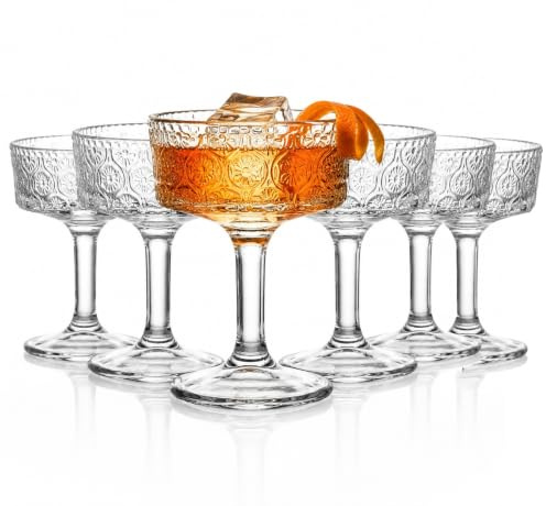MeYuxg Juego de 6 vasos de martini, vasos de postre, vasos de martini, vasos de margarita perfectos para cócteles, vino, helado, pudín, champán como regalo