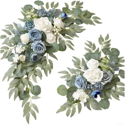 Festone di fiori artificiali per decorazione cerimonia di nozze, ghirlanda floreale in finta seta per feste, ricevimenti, ingresso, arco da parete, cavalletto da parete, foglie finte realistiche da