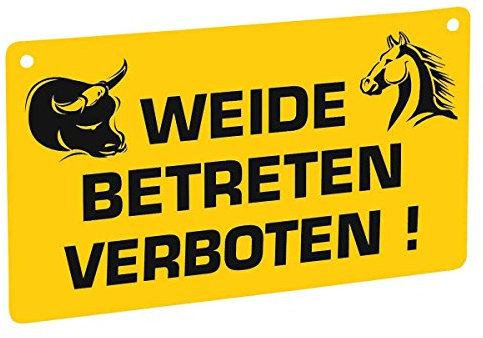 Kerbl Warnschild, einseitg Bedruckt Weide betreten verboten, 20 cm x 12 cm, gelb