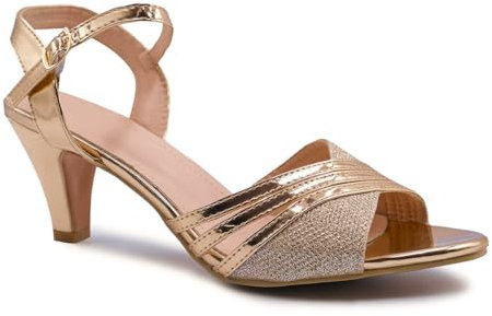 Fashion Thirsty Womens Ladies Low Heel Bridal Wedding Shoes Prom Evening Party Occasion Heeled Open Toe Strappy Bridesmaid Dress Sandals Size