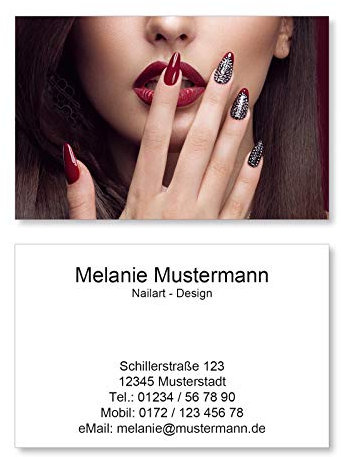 500 Visitenkarten für Nailart Nageldesign Nagelstudio - 400g Bilderdruck matt