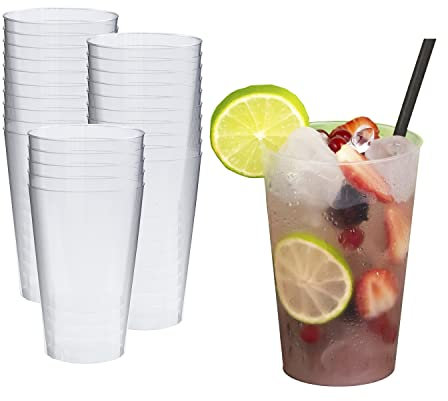 Silverkitchen 25x Party Becher 300ml - Wiederverwendbare Trinkbecher aus Hartplastik, Plastikbecher Cocktail Set, Mehrwegbecher 0,3 l Made In Germany