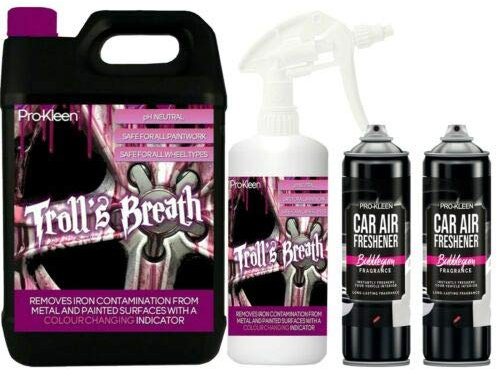 Pro-Kleen Troll's Breath 6L with Bubblegum Car Air Freshener 2 x 400ml - Removes Iron Fallout and Leaves Your Car Smelling Fresh - Car Cleaning Kit